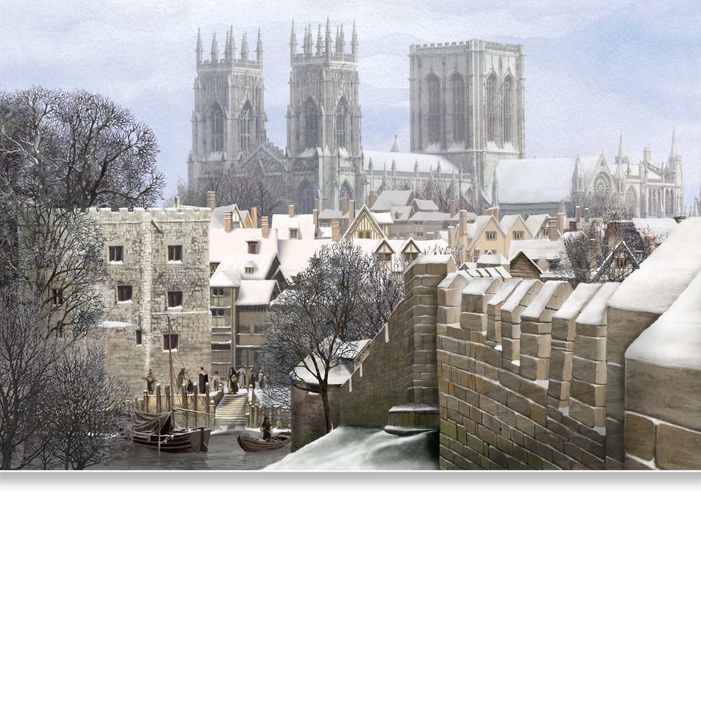MEDIEVAL YORK - York Minster from the City Wall - Greetings Card