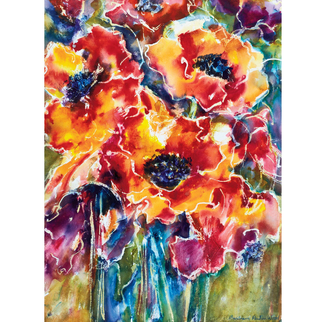 PRANCING VERMILLION POPPIES - Greetings Card