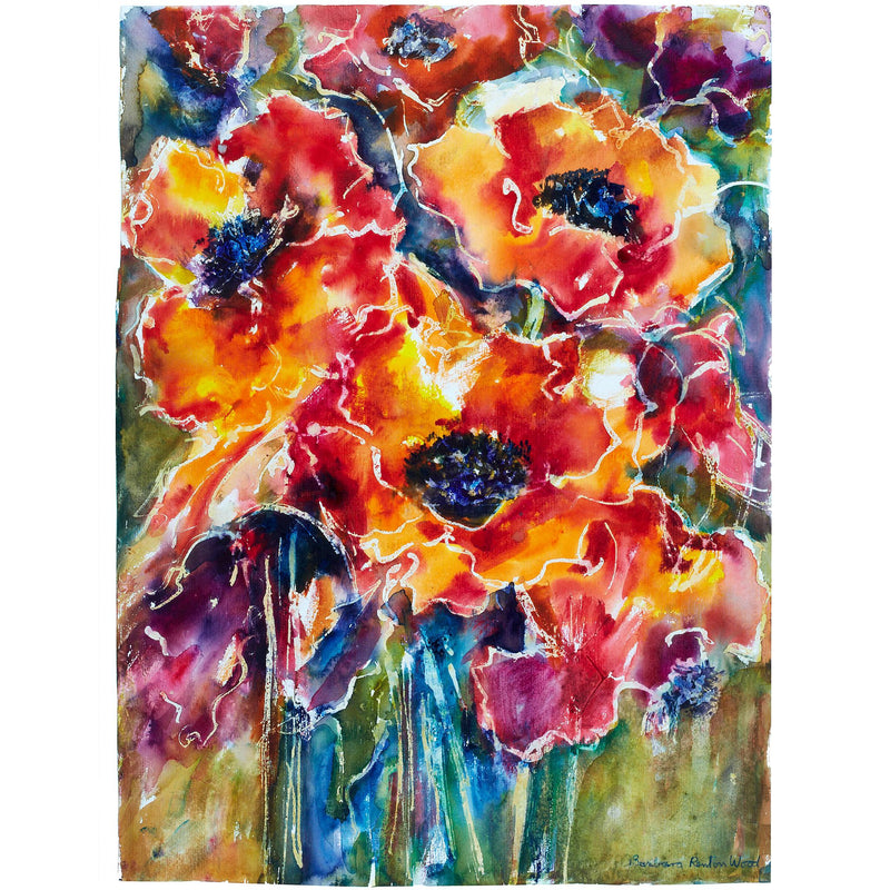 PRANCING VERMILLION POPPIES