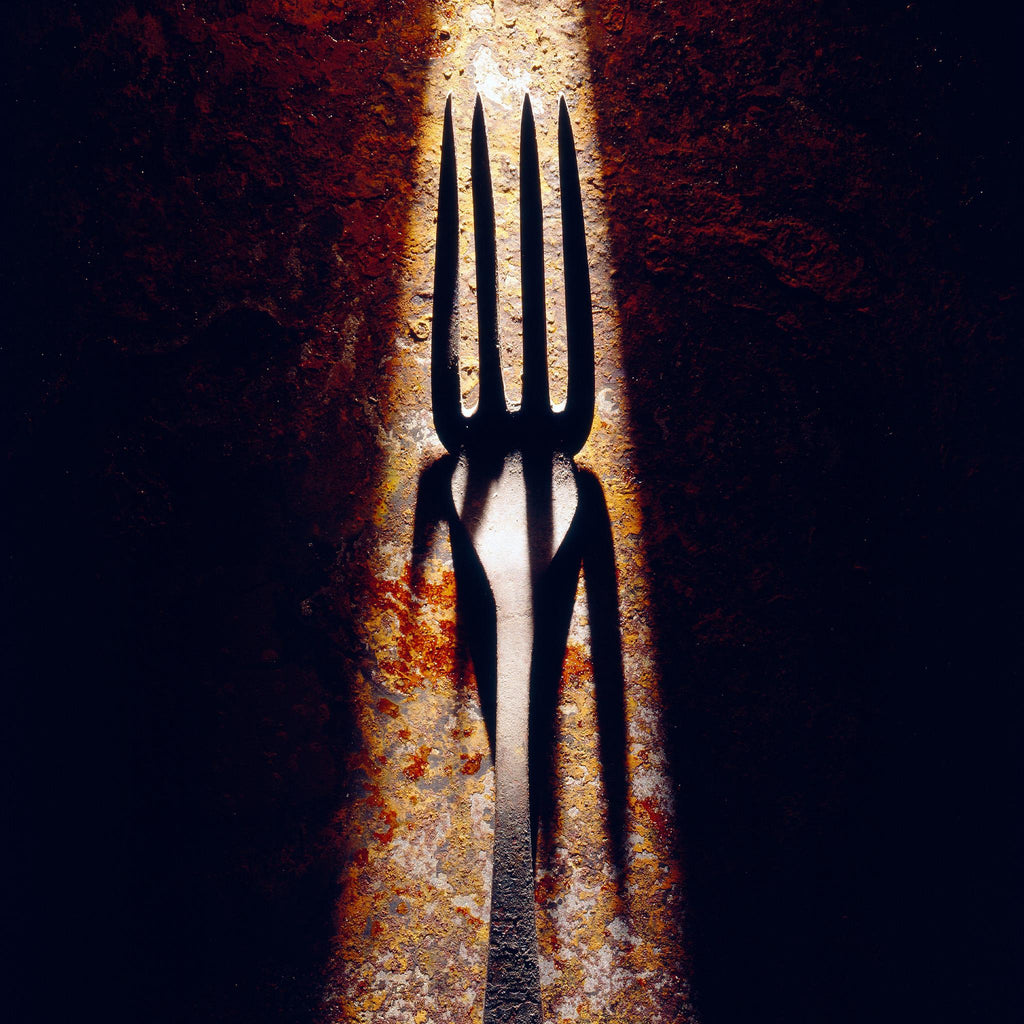 OLD FORK ON RUSTY IRON SHEET