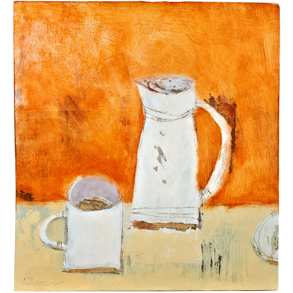 WHITE COFFEE JAR AND CUP